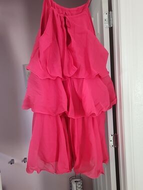 Hot Pink beautiful Women's Ruffled tiered Dress